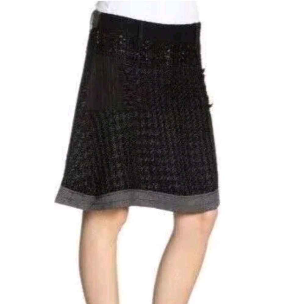 Desigual Black and Gray A-Line Knee-Length Skirt - Picture 10 of 13